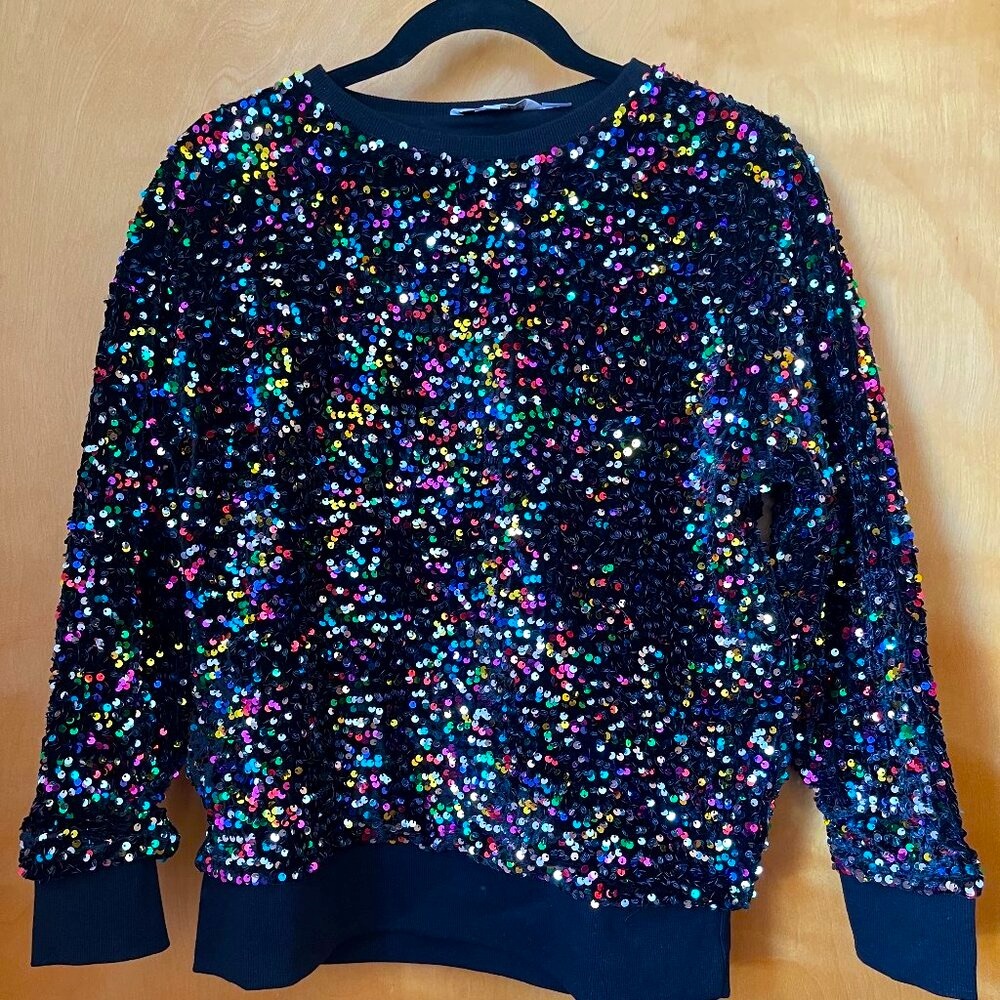 NWT Shiraleah Chicago Multi-Color Sequin Fiesta Crewneck Sweatshirt Size S - Picture 2 of 5